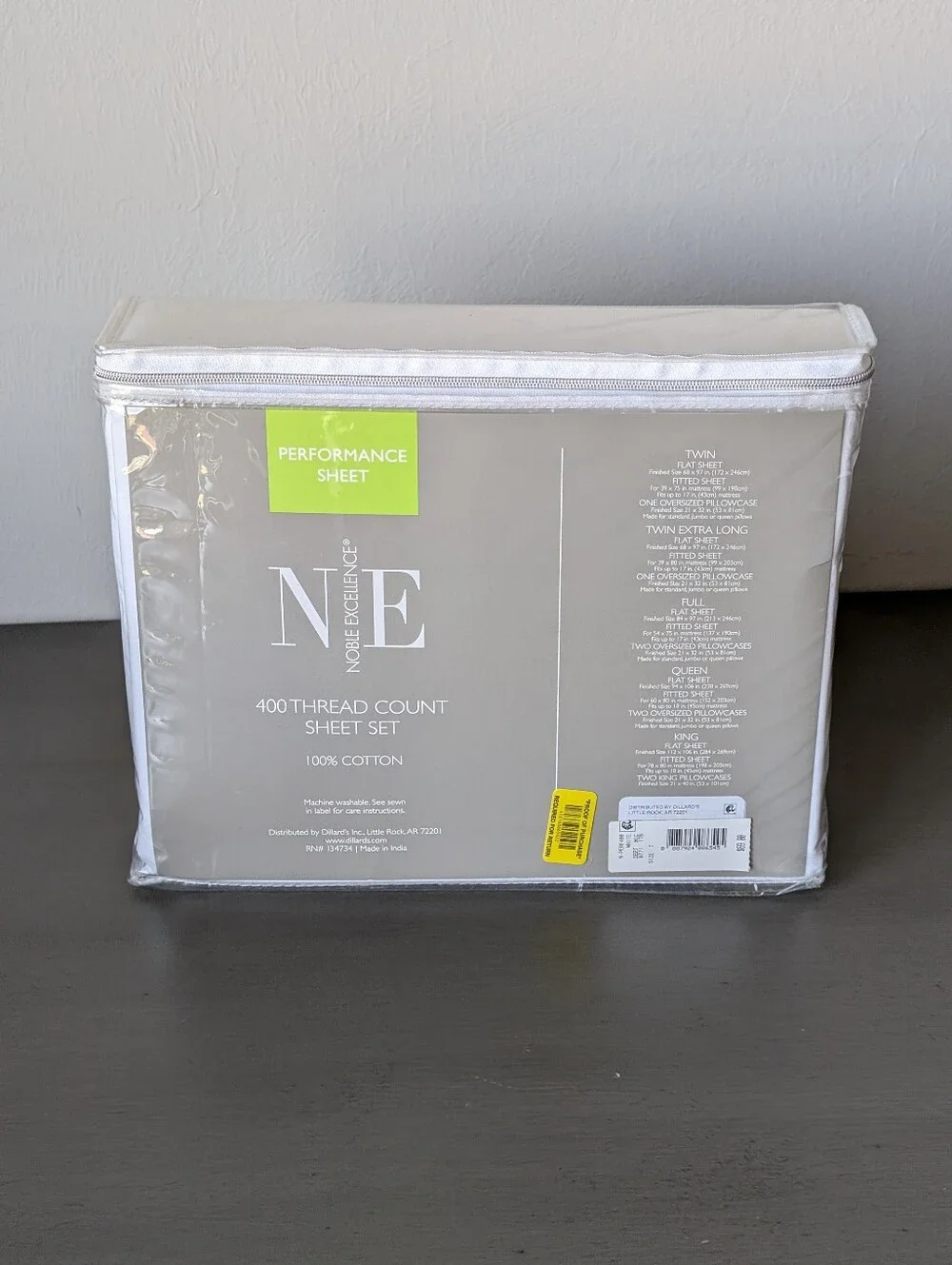 Noble Excellence Performance 400-Thread Twin Sheet Set - White